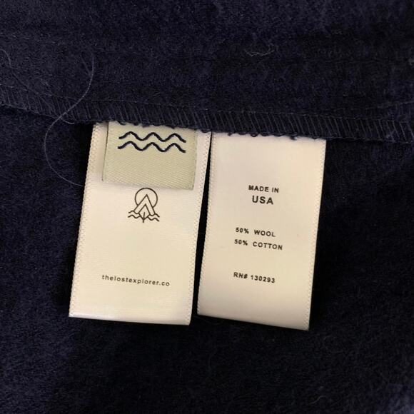 THE LOST EXPLORER Chest Size L Navy Distressed Wool  Cotton Shawl Jacket - Picture 6 of 7